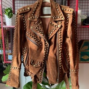 Understated leather studded easy rider jacket